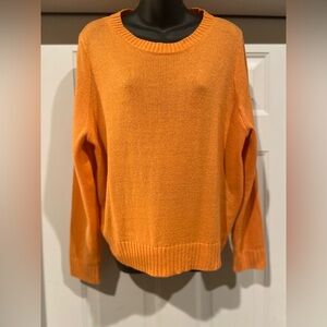 H & M Divided~Bright Orange~Acrylic~Knit~Scoop Neck~Pullover~Sweater~Size L